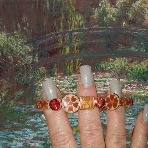 Stretchy Enamel Bracelet w/ Ruby & Garnet Crystals NWT - Picture 14 of 16